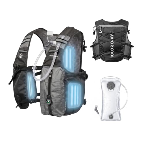 Cooling Hydration Vest with Cooling Packs, 2L BPA-Free Water Bladder, Lightweight Running Vest for Hiking, Cycling & Marathon Training - color: Charcoal Gray