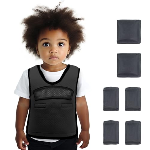Weighted Vest for Kids Including 6 Removable Weight, (X-Small, Ages 1 to 3) - color: Black, size: Extra Small