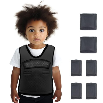 Weighted Vest for Kids Including 6 Removable Weight, (X-Small, Ages 1 to 3) - color: Black, size: Extra Small