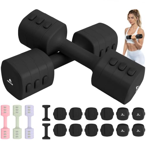Abahub 2 in 1 Kettlebell & Dumbbell Set, Adjustable Dumbbell for Home Gym - color: Black