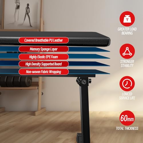 Flat Bench, Flat Weight Workout Exercise Bench Easy,Assembly,Foldaway Bench for Adjustable Dumbbells or an Adjustable Dumbbell Set,Strength Training Bench Press