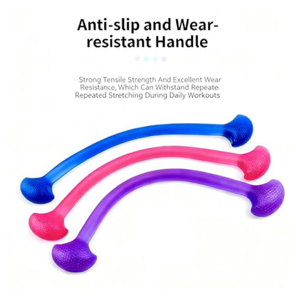 I-Shaped Resistance Band with Handles, 3 Pcs Elastic Exercise Bands for Home Workout, Yoga, Pilates, Shoulder Opening, Back & Arm Training, Portable Fitness Stretching Tool for Men and Women