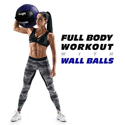 Yes4All Wall Ball, Soft Leather Weighted Iron Sand Ball for Dynamic Multifunctional Exercise, 6 LB - 30 LB - color: B. Soft Surface - Dynamic, style: A. 6LB