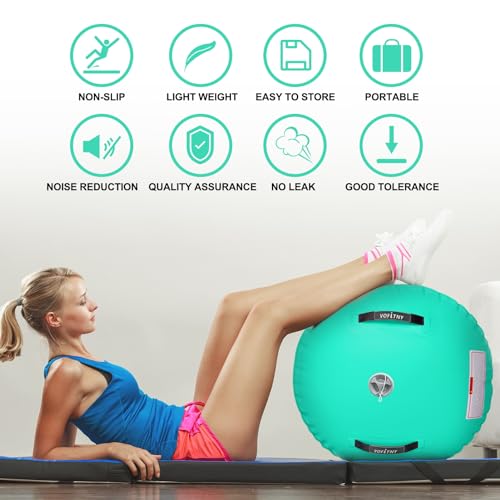 VOFiTNY Gymnastics Air Barrel Tumbling Equipment Back Handspring Trainer - color: Mint nopump, size: 3.3'L x 2'D