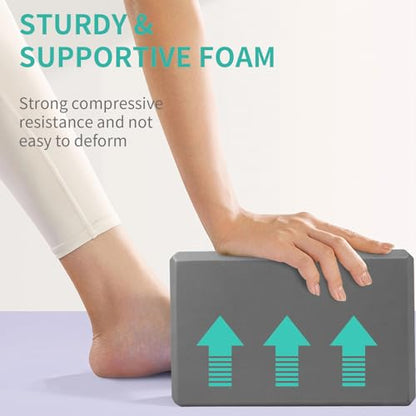 Yoga Blocks 4 Pack - EVA Foam Blocks for Pilates Workout, Stretching, Meditation - Yoga Block for Flexibility, Balance, Spine Strength, Non-slip and Lightweight Exercise Blocks