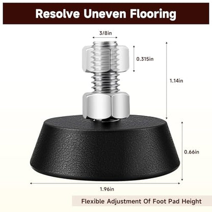 4 Pack Exercise Bike Support Foot Pads Compatible with Peloton OG & Plus, Upgrade Stainless 3/8" Leveling Screws Feet Adjustable, Noise Reduction, Anti-Slip Rubber Shock-Absorbing