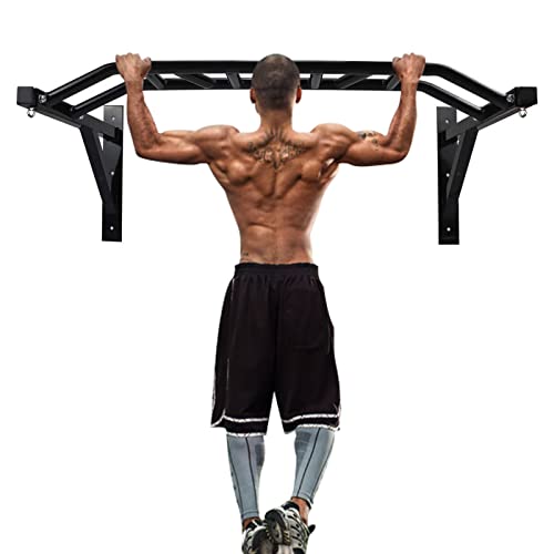ptlsy Wall Mounted Pull Up Bar Multifunctional with Multi-grip Chin Up Bar Heavy Duty Dip Station for Home Gym Indoor Workout, Fitness Equipment, Dip Stand Supports to 440 Lbs