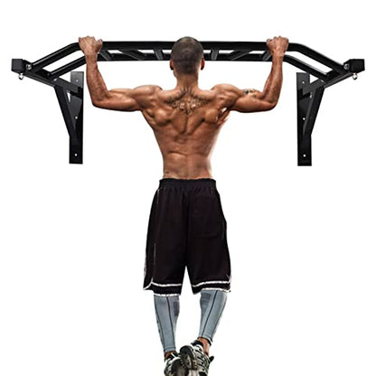 ptlsy Wall Mounted Pull Up Bar Multifunctional with Multi-grip Chin Up Bar Heavy Duty Dip Station for Home Gym Indoor Workout, Fitness Equipment, Dip Stand Supports to 440 Lbs