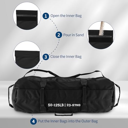 Adjustable Sand Bags for Working Out,Sandbags for Workout for Yoga, Strength Training and Full-Body Workouts - size: 25+75+125 LB