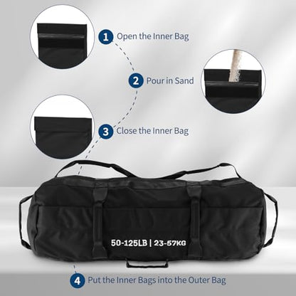 Adjustable Sand Bags for Working Out,Sandbags for Workout for Yoga, Strength Training and Full-Body Workouts - size: 25+75+125 LB