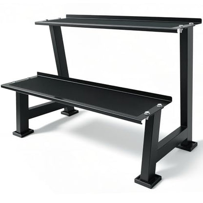 Kettlebell Storage Rack, 2-Tier Dumbbell and Kettlebell Rack for Home Gym Storage, Black Steel Construction, 39 x 18.5 x 25 Inches