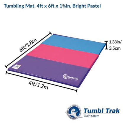 Tumbl Trak Gymnastics Folding Tumbling Panel Mat - color: Bright Pastel, size: 4'x6'x1.38"