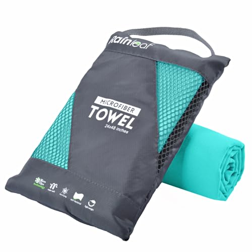 Rainleaf Microfiber Towel Perfect Travel & Gym & Camping Towel. Quick Dry - Super Absorbent - Ultra Compact - Lightweight. Suitable for Trip, Beach, Shower, Backpacking, Pool