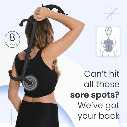 Deep Tissue Back & Neck Massager - Back Massager Stick for Pain Relief, Muscle Knot Remover, Trigger Point Massage Tool for Full Body, Shoulders, Legs - Pressure Point Massage Tool (Black) - color: Black