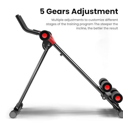 Ab Workout Equipment with LCD Display, Fitness Core & Abdominal Trainers, Adjustable Ab Machine Full Body Workout for Home Gym,Strength Training Exercise Equipment Red Black