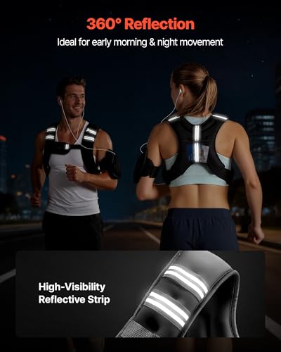 VEVOR Weighted Vest, 6lbs/8lbs/10lbs/25lbs Body Weight Vest for Men Women, with Reflective Stripe, Adjustable Buckle, Workout Equipment for Strength Training, Running, Jogging, Fitness, Muscle Building, Weight Loss