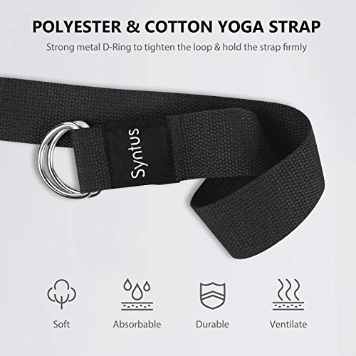 Syntus Yoga Block & Strap Set for Fitness, Pilates, Stretching and Toning - color: Black