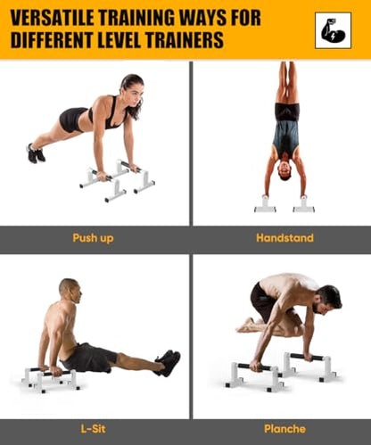 Push Up Bars, Heavey Duty Parallettes Dip Bar with Non-slip Grips for Calisthenics Planche L Sit Handstand Fitness Floor Workout, Pushup Station Handles Stand for Gym Strength Training