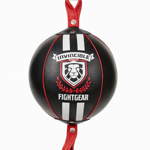 Professional Leather Double End Boxing Bag with Bungee Cords for Boxing, MMA, Muay Thai, Fitness Speed Dodge Reflex Ball, Floor to Ceiling Training, 5 Inch - size: 9 Inch