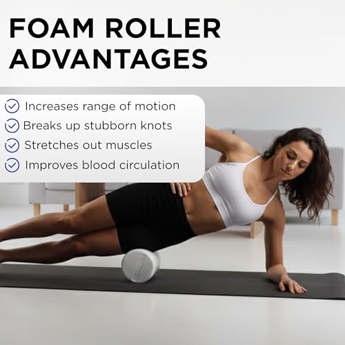 THERABAND Pro Foam Roller, 6" x 36" Round; White Back Roller, Compact 6 Inch Diameter for Deep Tissue Massage, Physical Therapy, Myofascial Release, Core Stabilization