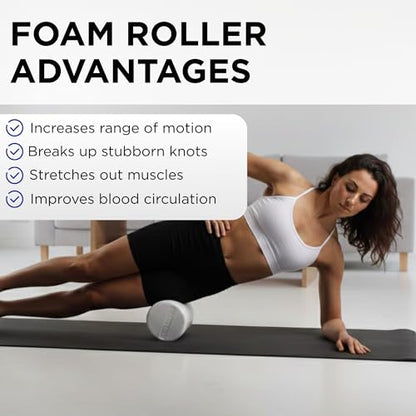 THERABAND Pro Foam Roller, 6" x 36" Round; White Back Roller, Compact 6 Inch Diameter for Deep Tissue Massage, Physical Therapy, Myofascial Release, Core Stabilization