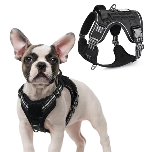 rabbitgoo Tactical Dog Harness for Small, No Pull Military Service Vest - color: Black, size: Small