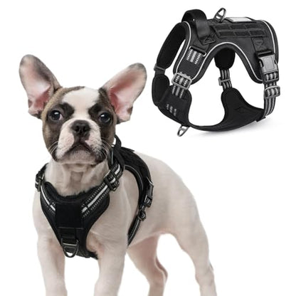 rabbitgoo Tactical Dog Harness for Small, No Pull Military Service Vest - color: Black, size: Small