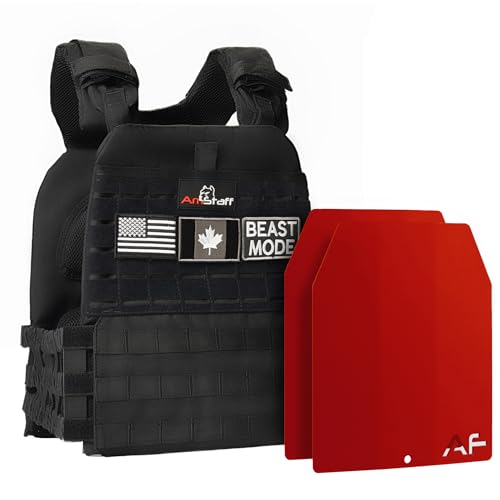 Amstaff Tactical Weighted Vest - Adjustable Weight Vests - Versatile Wearable Vest for Fitness Workouts, Strength and Endurance Training, Running - color: Black, style: 14 LB