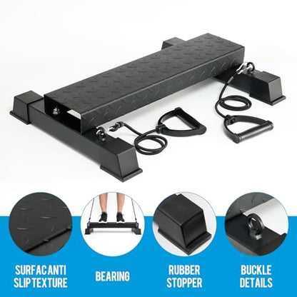 Steel Calf Raise Block – Heavy Duty Calf Stretch Platform for Seated & Standing Calf Raises, Calf Extension, Dumbbell Calf Raise & Leg Strength Training Equipment for Home Gym - color: BLACK-High（elastic band）