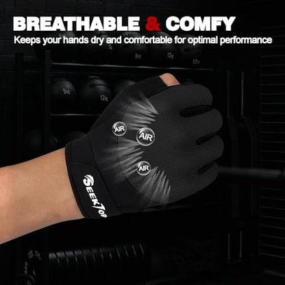 Seektop Breathable Workout Gloves for Women & Men, Thick Padded Weight Lifting Gloves, Full Palm Protection, Excellent Grip for Gym Fitness and Training, Exercise, Cycling