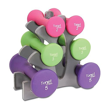 Tone Fitness set includes 3 PAIRS of DUMBBELLS
