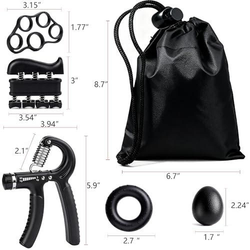 Hand Grip Strength Trainer Kit, 5 Pack Forearm Gripper Strengthener Adjustable Resistance, Hand Strengthening Devices