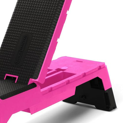 HolaHatha Compact Portable Aerobic Step Platform Exercise Fitness Equipment, Cardio Stepper with Adjustable Height for Home Gym - color: Pink