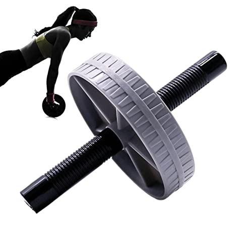Ab Exercise Roller with Comfortable Handle, Training Workout Equipment for Gym Body Fitness & Strength, Achieve Toned Core Muscles, Gray