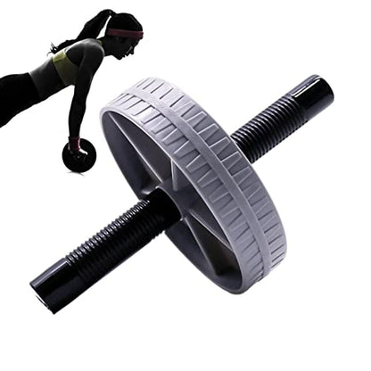 Ab Exercise Roller with Comfortable Handle, Training Workout Equipment for Gym Body Fitness & Strength, Achieve Toned Core Muscles, Gray