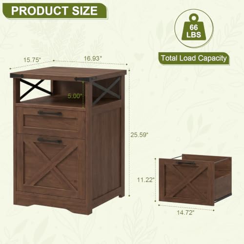 Vabches Office Filing Vertical Cabinet with 2 Drawers, Walnut. - color: Walnut, size: Vertical