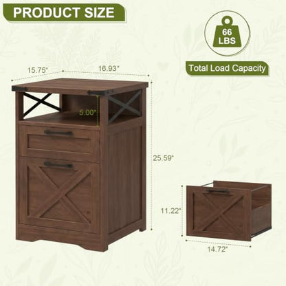 Vabches Office Filing Vertical Cabinet with 2 Drawers, Walnut. - color: Walnut, size: Vertical
