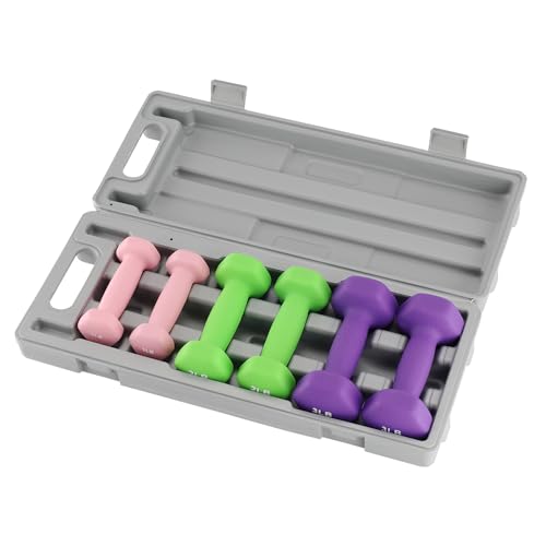 Neoprene Dumbbell Set for Women & Kids - Light Dumbbell Set (1/2/3, 2/3/5, 3/5/8, 5/10/15 LB) with Storage Plastic Case, Packed In Pairs, Set of Small Weights for Home, Living Room, Bedroom - size: 1+2+3 LBS