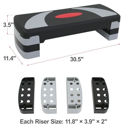 LEMY Adjustable Workout Aerobic Stepper, Exercise Step Platform for Home, Fitness, Gym, Strength Training - color: Black/Gray