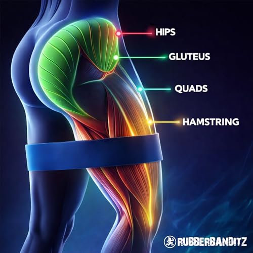 Rubberbanditz Extra Thick Booty Bands for Glutes & Legs, Mini Loop Engages HIPS, Thighs, Butt, Abs, Hip Resistance Bands for Working Out, Perfect Home Gym Equipment, Sizes 5-300 Lbs - Pack of 5