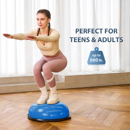 ZELUS 23in. Balance Ball with 55cm Yoga Ball, Resist Bands & Foot Pump - color: Blue