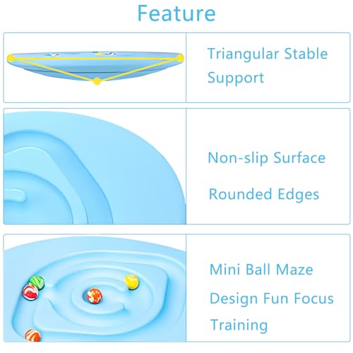 Kids Balance Board Wobble Rocker Balance Board with Mini Balls Load 170lb for Balancing Exercise Equipment Game 18.5 x 14.57 Inch
