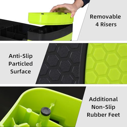 31” Aerobic Step Platform for Exercise, Adjustable Workout Stepper with Non-Slip Surface, Fitness Step Platform with 3 Height Levels, 400 LBS Capacity for Home Gym Cardio Training (Green)