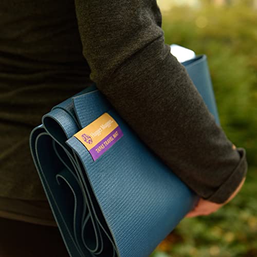Hugger Mugger Tapas Travel Yoga Mat - Super Portable and Durable, Textured Sticky Surface, May be Folded or Rolled, Packable, Economical - color: Blue