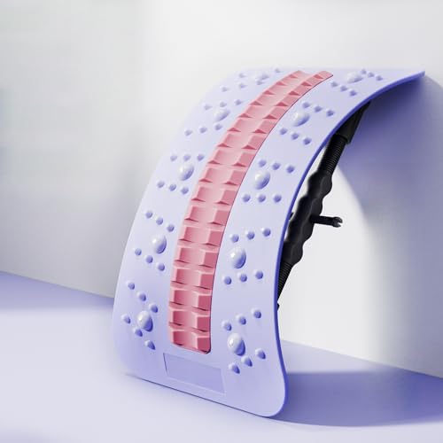 Adjustable Lumbar Back Stretcher, 3 Level Adjustable Magnetic Therapy & Acupressure Points - 360° Infinite Arc Adjustment Back Pain Relief Device for Herniated Disc, SciaticaPain Relief (Purple)