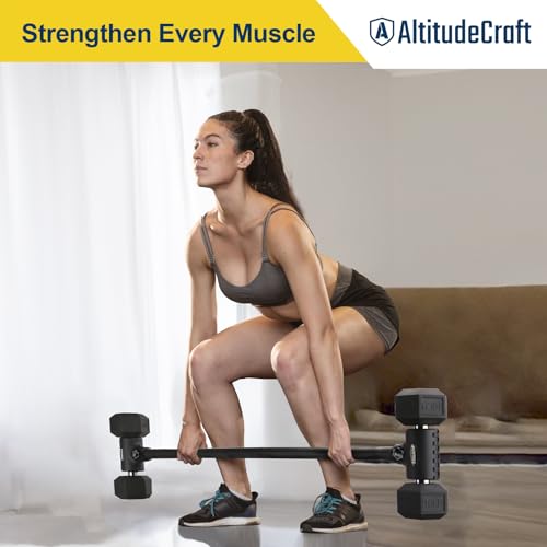Dumbbell to Barbell Converter, Transform Dumbbells to Barbell Bar, Dumbbell Barbell Converter for Home Gym, Adjustable to 200 lb Capacity