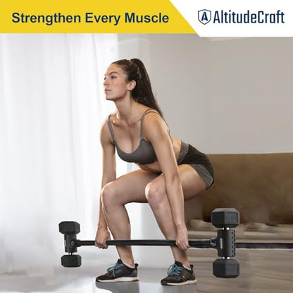 Dumbbell to Barbell Converter, Transform Dumbbells to Barbell Bar, Dumbbell Barbell Converter for Home Gym, Adjustable to 200 lb Capacity