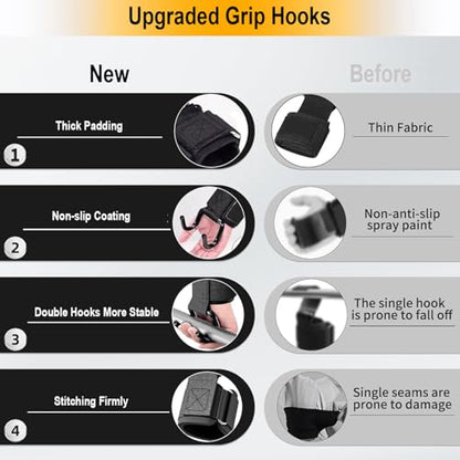 Lifting Hooks for Weight Lifting, 1 Pair 330 LB Weight Lifting Wrist Wraps Heavy Duty Gym Lifting Straps Hook for Barbell, Deadlifts, Pull-Ups, Strength Training, Wrist Protection, for Men & Women