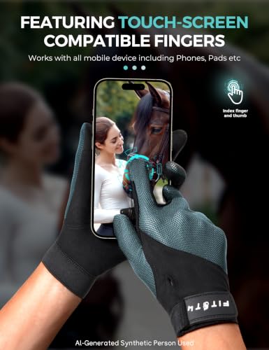 FitsT4 Sports Horse Riding Gloves Equestrian Women Mesh Breathable Gloves for Horseback Riding Touchscreen