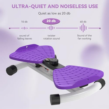 renZEC Waist Twister Machine, Adjustable Exercise Twist Board for Women Men, Noiseless Ab Twister for Home Gym Equipment, 330 lbs Capacity | Track Time, Reps, Calories with Digital Display - color: Purple